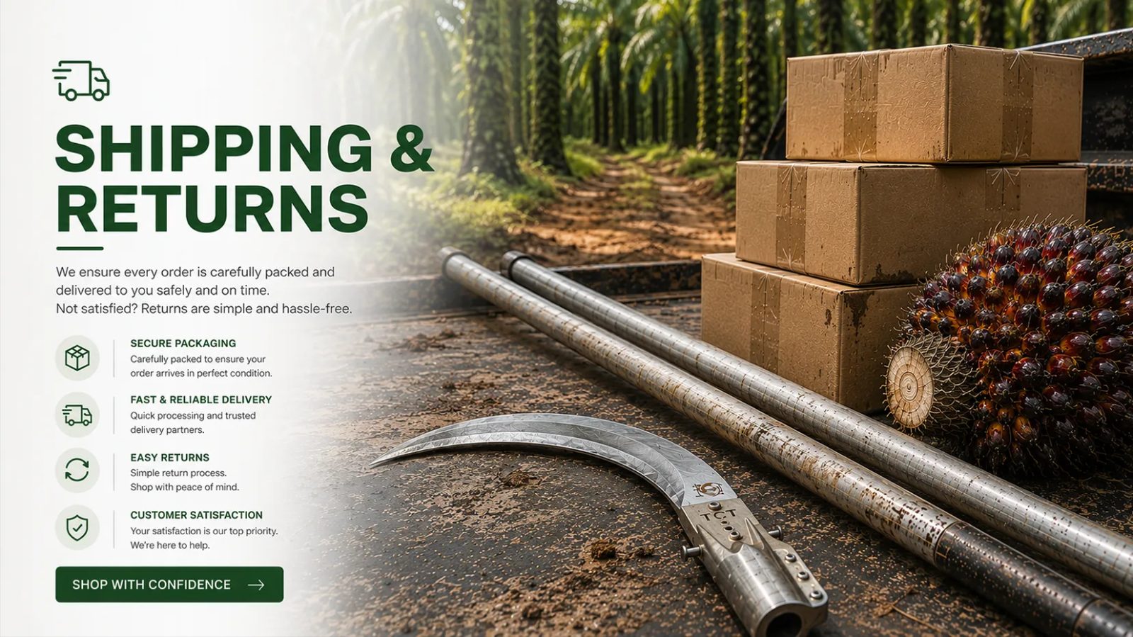 palm oil harvesting tools shipping and return t&c