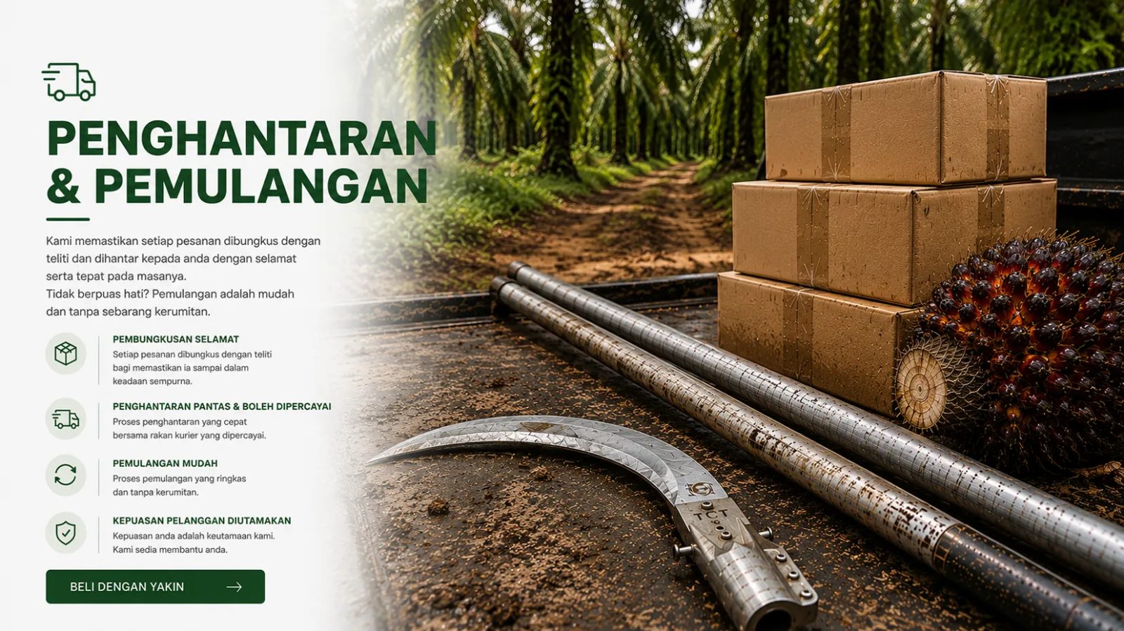 terma & syarat penghantaran dan pemulangan peralatan penuaian minyak sawit